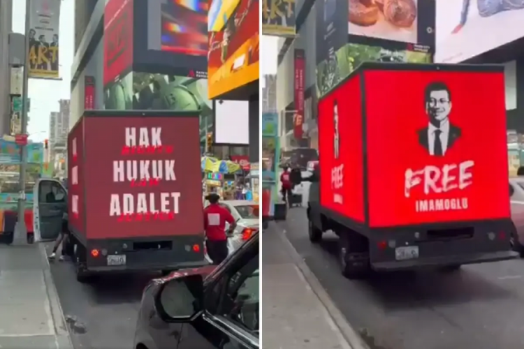 New York sokaklarında "İmamoğlu" kamyonu 