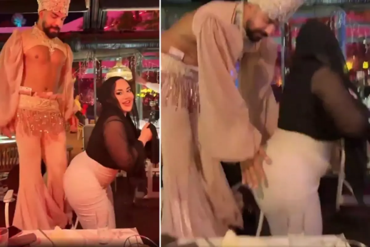 Gece kulübünde olay görüntü! Kapalı kadın twerk attı