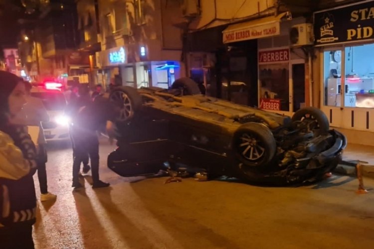 Takla atan otomobilde şans eseri ölen ya da yaralanan olmadı 