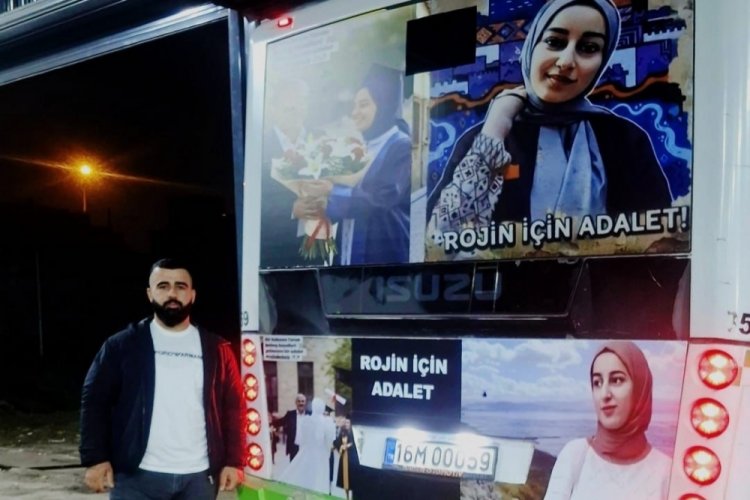 Bursa'da otob&uuml;s&uuml;nden Rojin i&ccedil;in adalet talebinde bulundu!