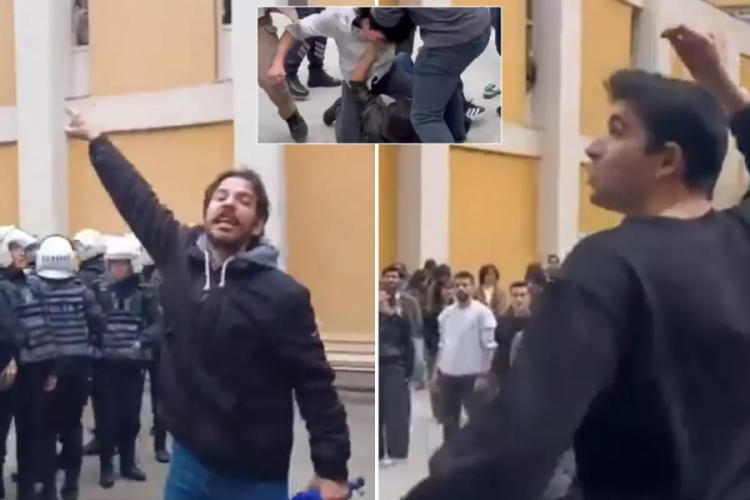 &Uuml;niversitede gerginlik: İstiklal Marşı krizi! Karşıt g&ouml;r&uuml;şl&uuml; &ouml;ğrenciler kafa kafaya geldi