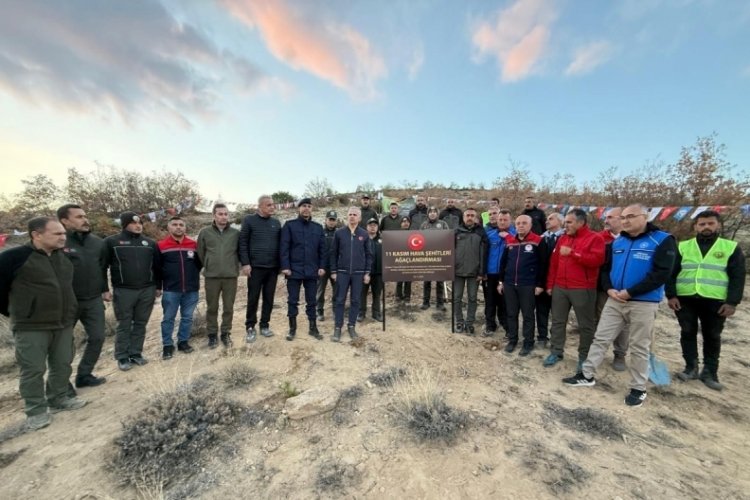 Karaman'da şehit d&uuml;şen 20 asker i&ccedil;in fidan dikildi