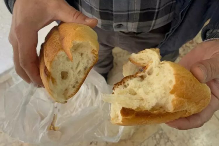 G&ouml;r&uuml;nce midesi bulandı! Fırından ekmek aldı, i&ccedil;inden &ccedil;ıkan hayrete d&uuml;ş&uuml;rd&uuml;