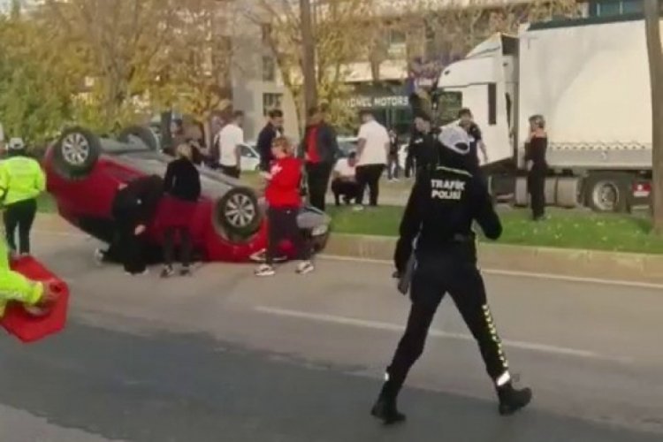 Bursa'da y&uuml;rekleri ağza getiren anlar! S&uuml;r&uuml;c&uuml; sıkıştı