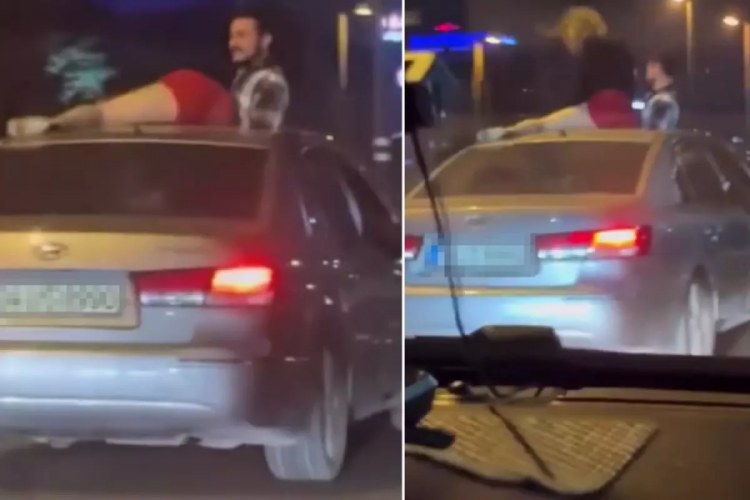 Trafikte ara&ccedil;tan &ccedil;ıkıp twerk yapmaya &ccedil;alıştı