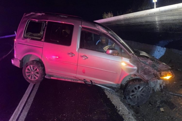 Kontrolden &ccedil;ıkan ara&ccedil; trafik levhalarına &ccedil;arptı: 2 yaralı
