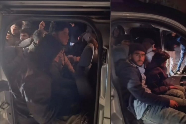 Hafif ticari araca tıka basa doldurulan 13 g&ouml;&ccedil;men yakalandı