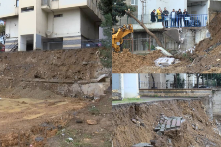İstanbul'da 5 katlı binanın istinat duvarı &ccedil;&ouml;kt&uuml;!