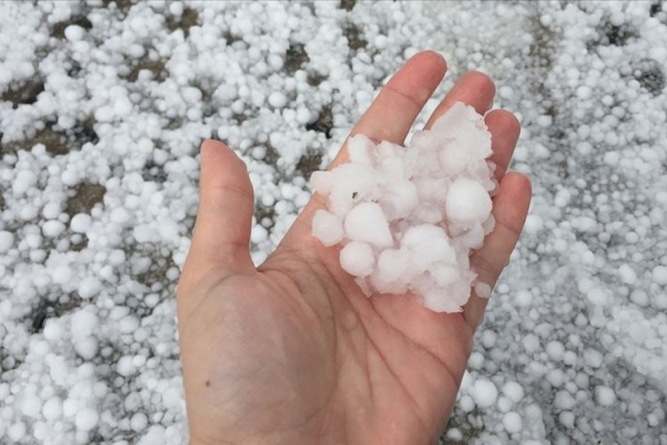 Zonguldak'ta ceviz b&uuml;y&uuml;kl&uuml;ğ&uuml;nde dolu yağdı