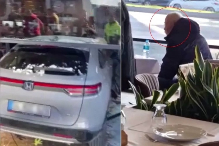 &Uuml;nl&uuml; sanat&ccedil;ı Cahit Berkay kullandığı ara&ccedil;la restorana daldı
