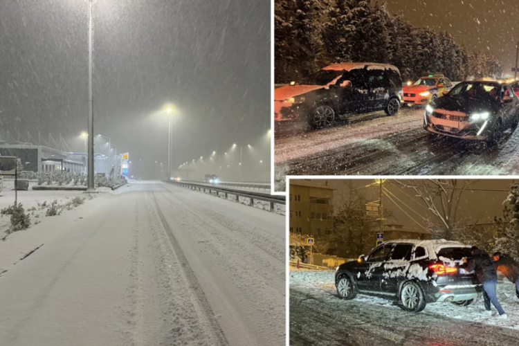 İstanbul'da kar başladı! Yerler beyaza b&uuml;r&uuml;nd&uuml;, ara&ccedil;lar yollarda kaldı