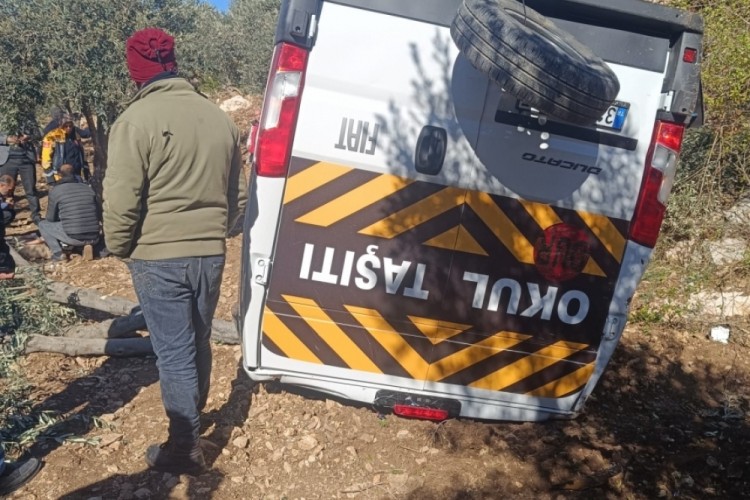 &Ouml;ğrenci servisi zeytinliğe u&ccedil;tu: 5 yaralı