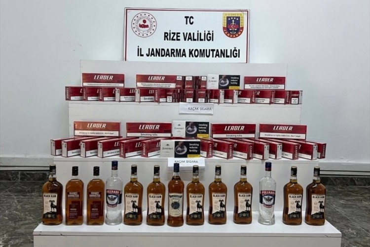 Rize'de ka&ccedil;ak&ccedil;ılık operasyonunda bandrols&uuml;z sigara ve alkol ele ge&ccedil;irildi