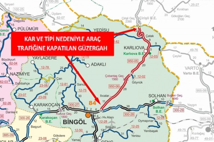 Bing&ouml;l-Erzurum karayolu trafiğe kapatıldı