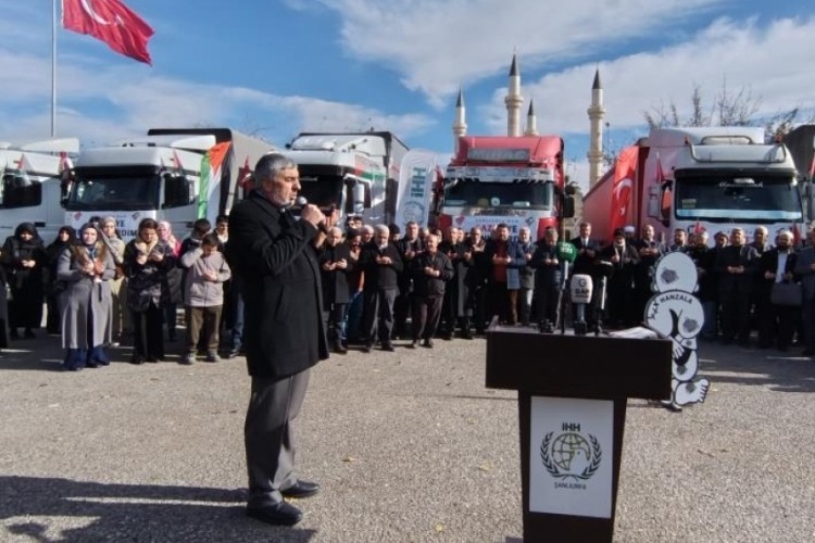 Şanlıurfa'dan Gazze'ye 6 tır insani yardım malzemesi g&ouml;nderildi