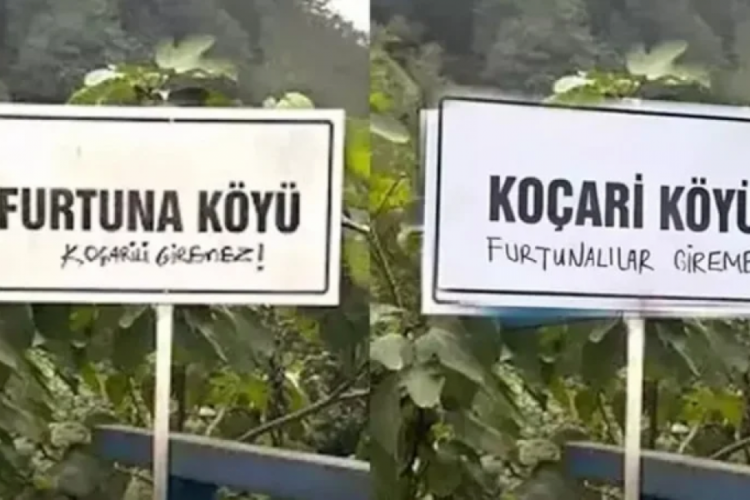 Taşacak Bu Deniz'in "giremez" yazan köy tabelaları değişti! İşte yeni Koçari ve Furtuna tabelası...