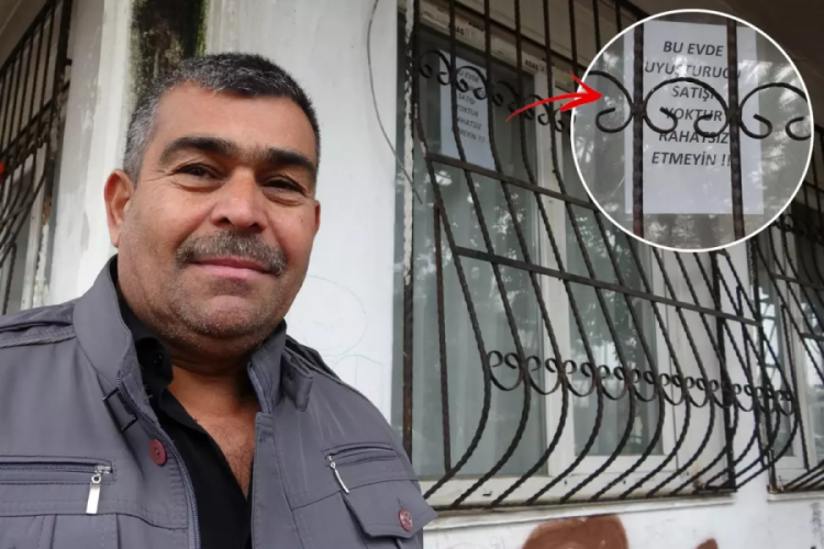 İllallah eden mahalleli evinin camına "Uyuşturucu satışı yoktur" yazısı astı