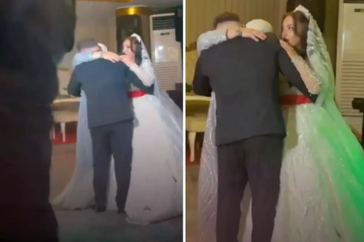 Dans boyunca damada sarıldı! Gelinin tepkisini g&ouml;rmeniz lazım