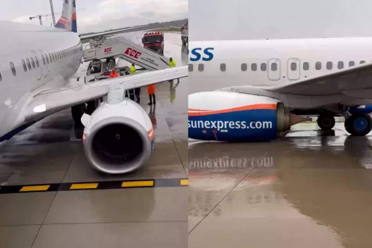 Antalya Havalimanı'nda büyük panik! Uçağın iniş takımları kırıldı