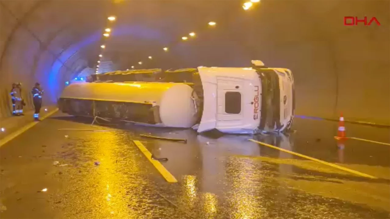 T&uuml;nelde tanker kazası! &Ccedil;ok sayıda ekip sevk edildi