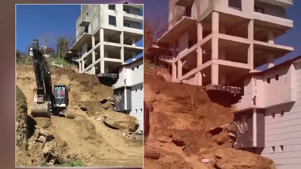 Kopan kaya ger&ccedil;eği ortaya &ccedil;ıkardı: İki bina arasında istinat duvarı yok