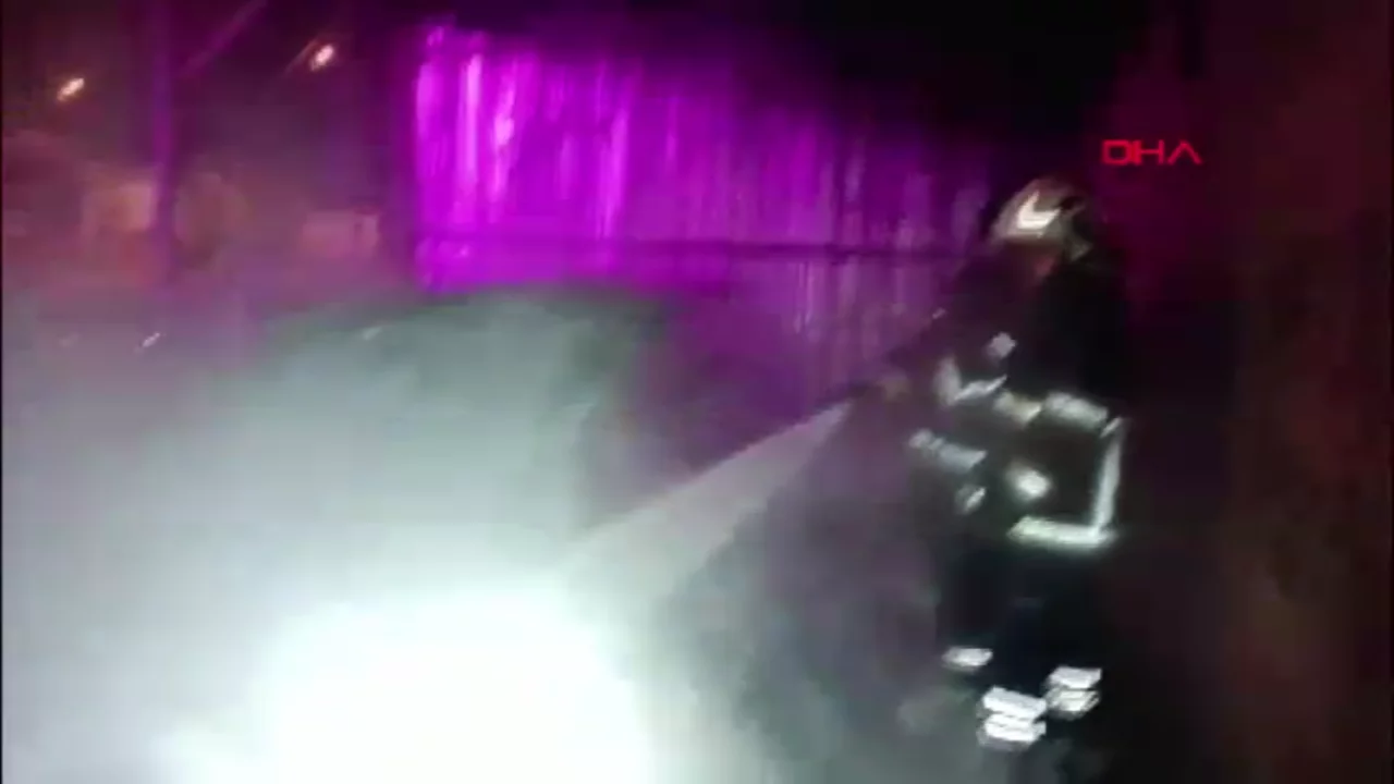 Mardin'de park halindeki otomobil yandı