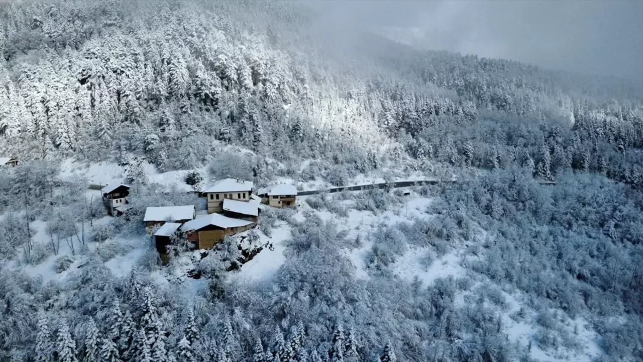 D&uuml;zce, Bolu, Kocaeli ve Karab&uuml;k'&uuml;n y&uuml;ksek kesimlerinde kar etkili oldu