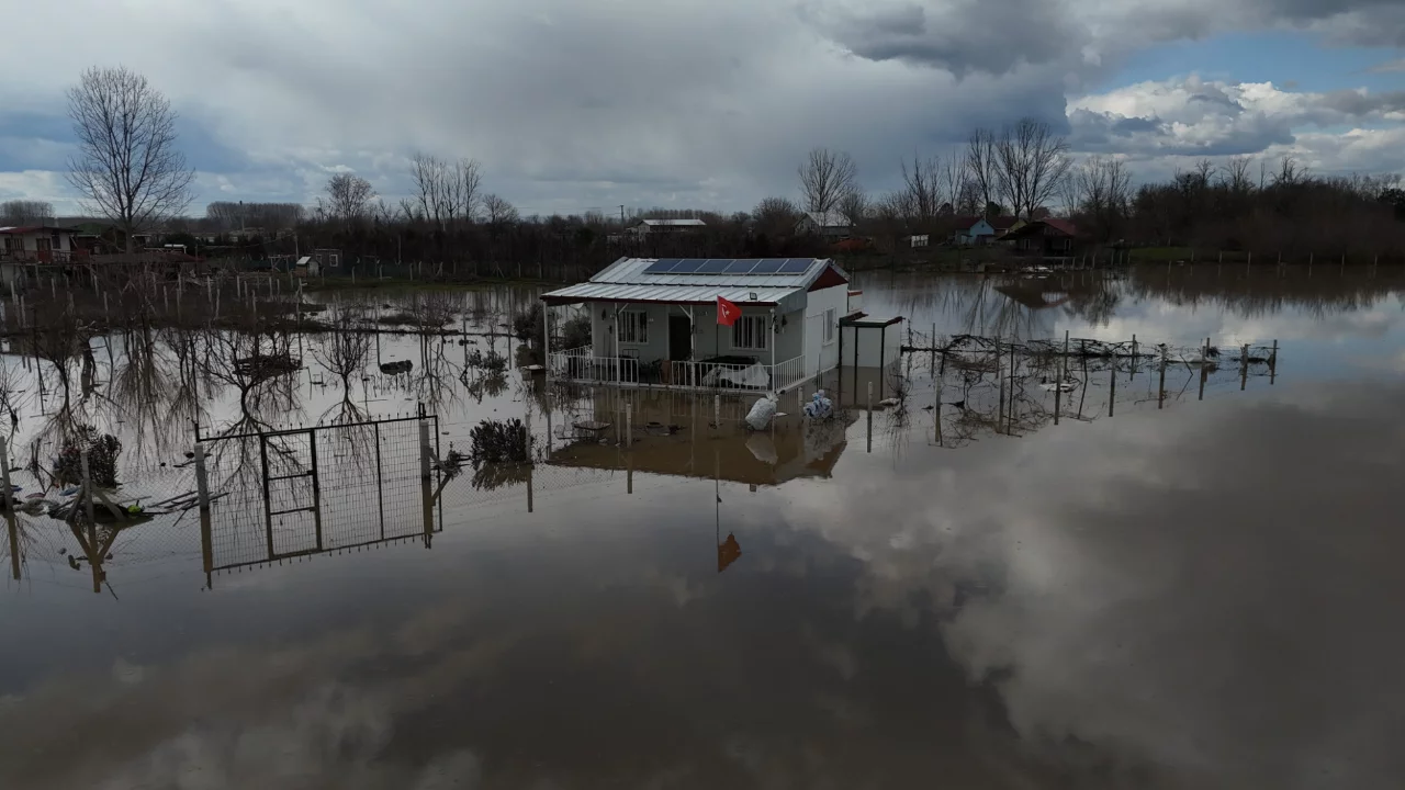 Edirne'de taşkının izleri havadan görüntülendi