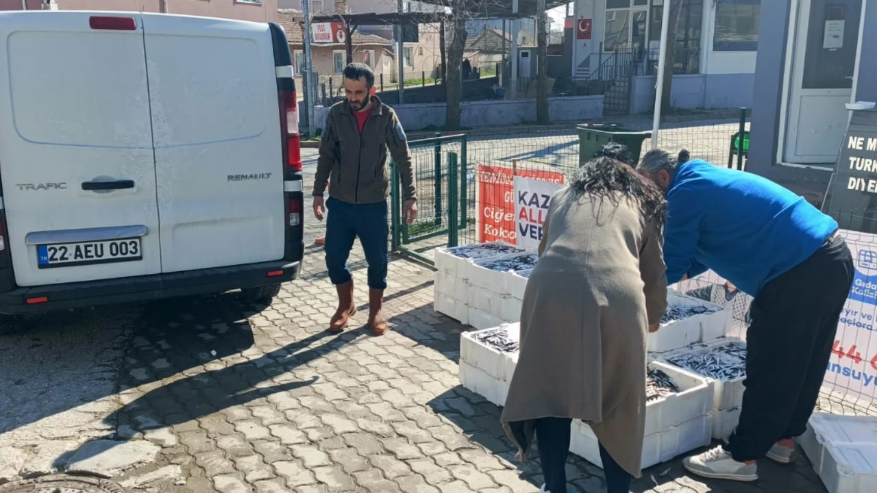 350 kilogram hamsi dağıtıldı