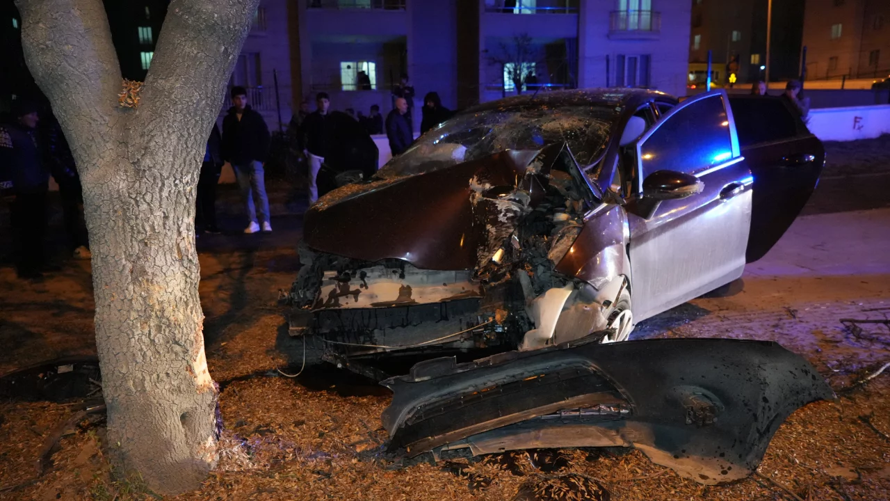 Ağaca çarpan otomobil hurdaya döndü: 3 yaralı