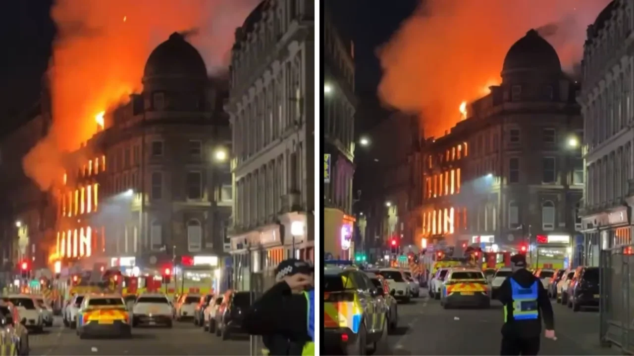 İskoçya'da yangın paniği! Dumanlar gökyüzüne yükseldi, tarihi bina alevlere teslim 