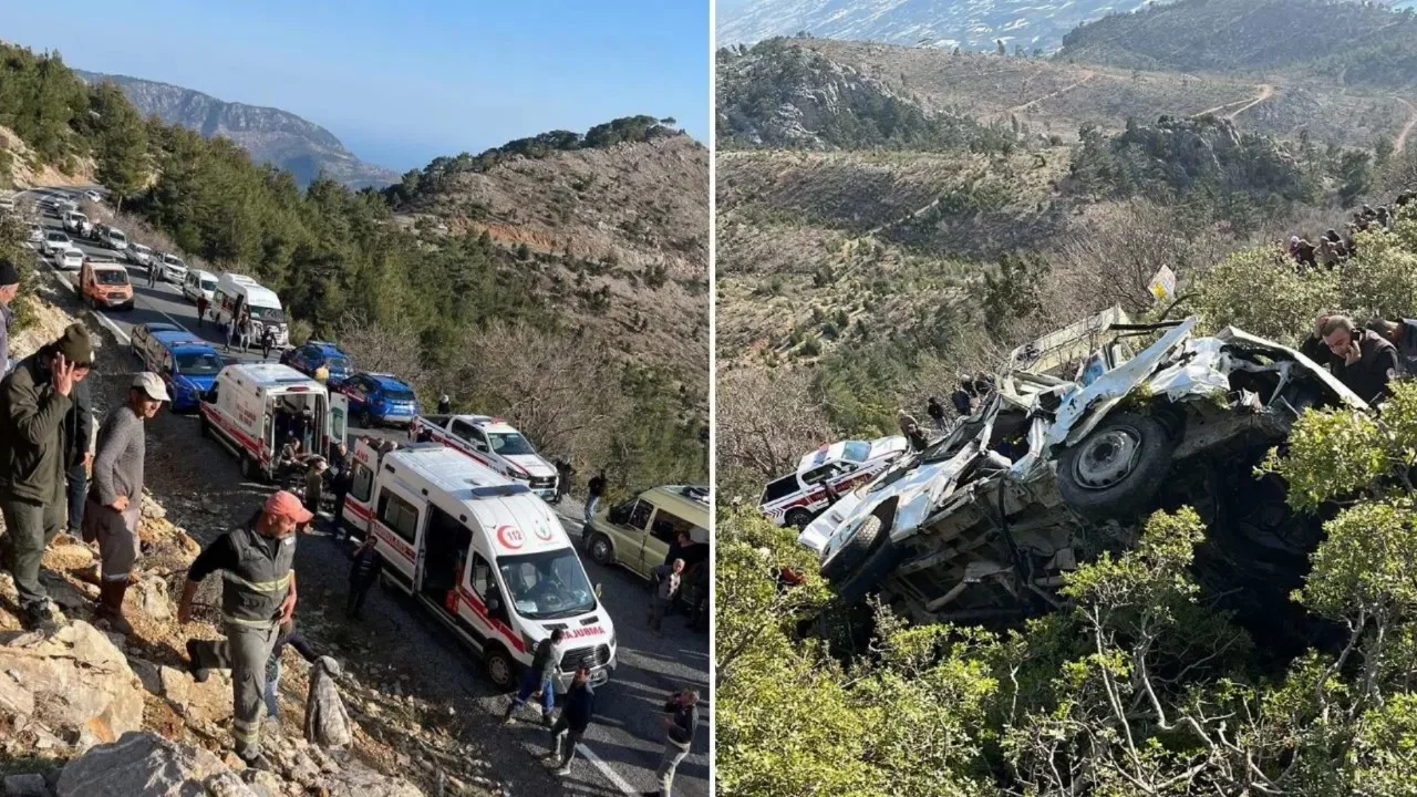 İş&ccedil;i servisi u&ccedil;urumdan yuvarlandı: &Ouml;l&uuml; ve yaralılar var