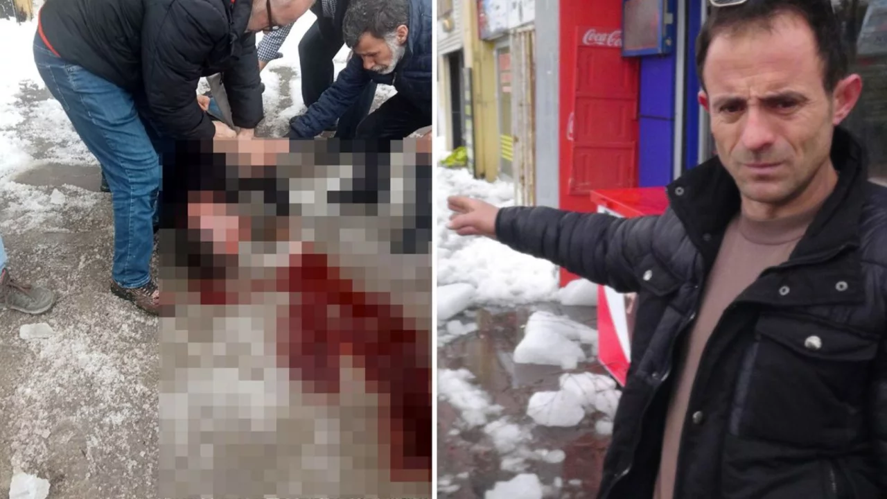&Ccedil;atından &uuml;zerine kar ve buz k&uuml;tlesi d&uuml;şen kişi ağır yaralandı