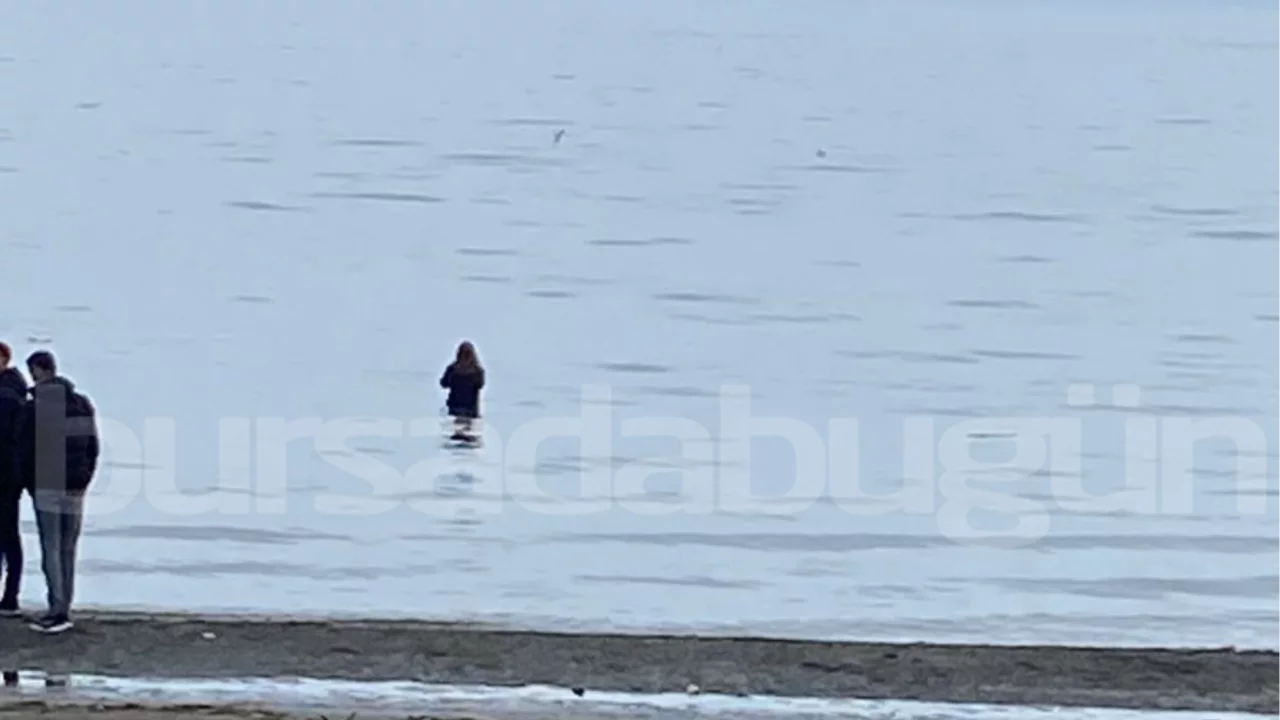 Bursa İznik sahilinde şaşırtan anlar! Gören dönüp bir daha baktı