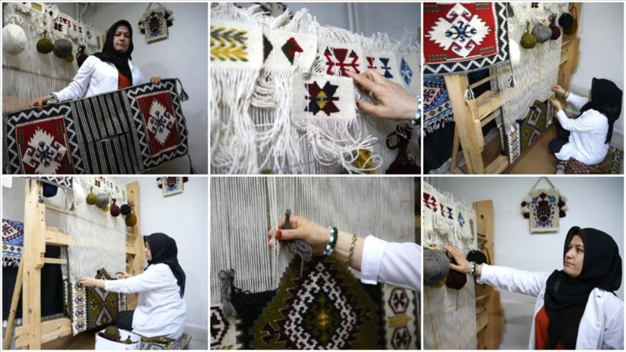 Sarız kilimini yaşatmak i&ccedil;in 38 yıldır tezgah başında
