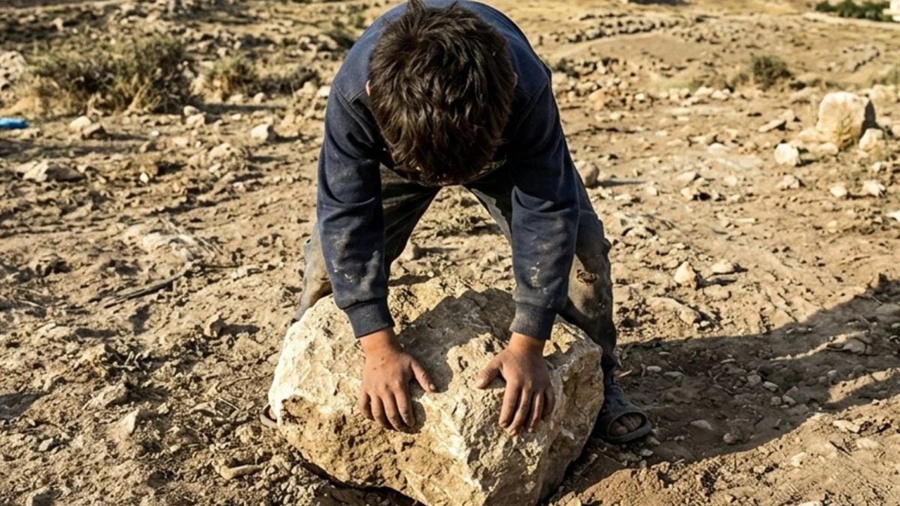 Yerdeki taşı kaldıran iki kardeş, felaketi yaşadı...