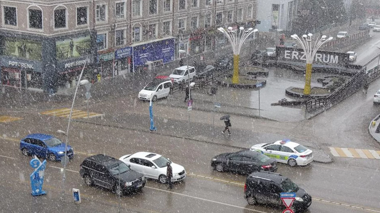 Erzurum'a bahar gelmiyor; g&uuml;ne lapa lapa karla uyandılar