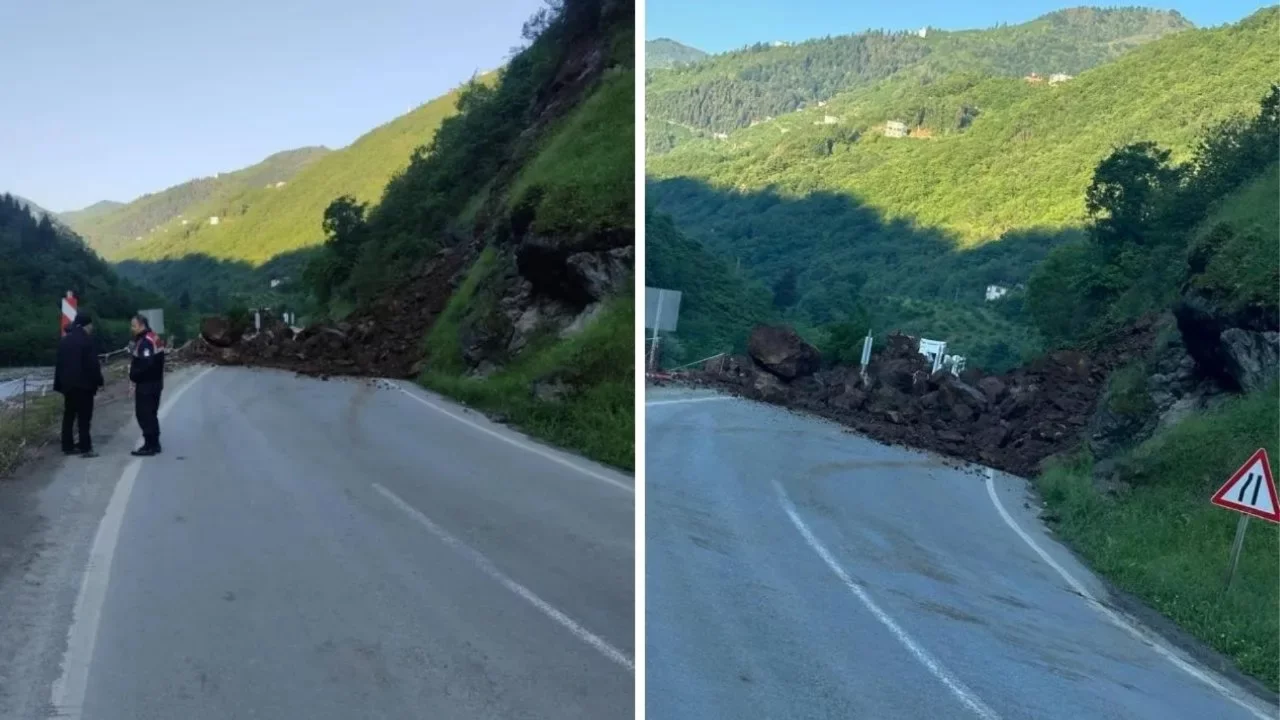 Trabzon-Bayburt kara yolunda heyelan! Ulaşım sağlanamıyor 