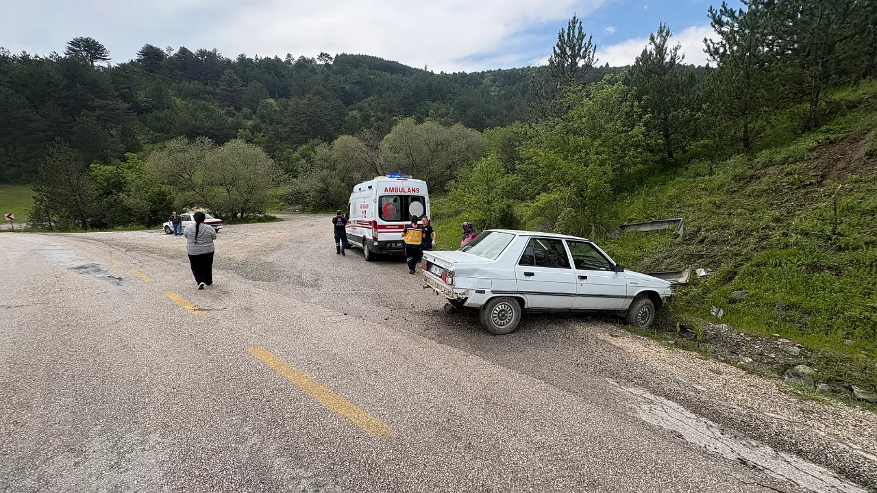 Kontrolden çıkan otomobil yamaca çarptı: 2 kişi yaralandı