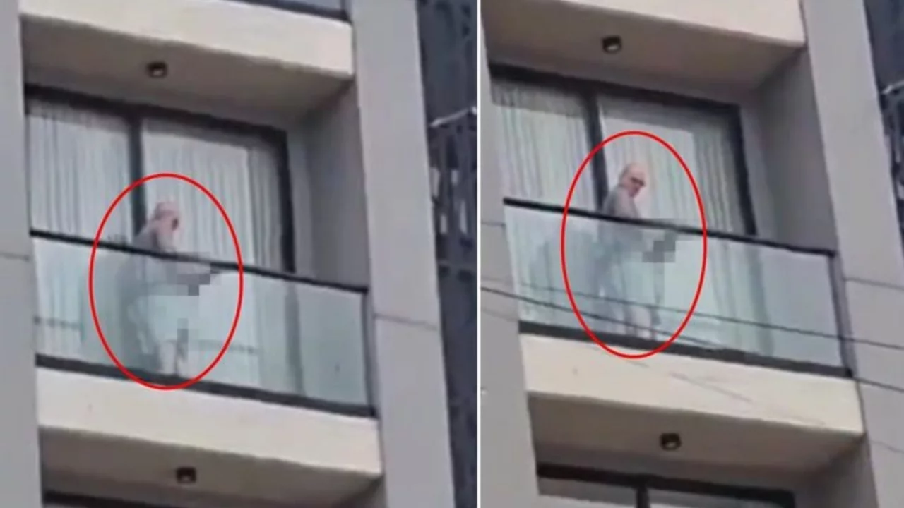 Balkonda infial yaratan g&ouml;r&uuml;nt&uuml;! &Ccedil;ocuğu g&ouml;r&uuml;nce &ccedil;ığlığı bastılar