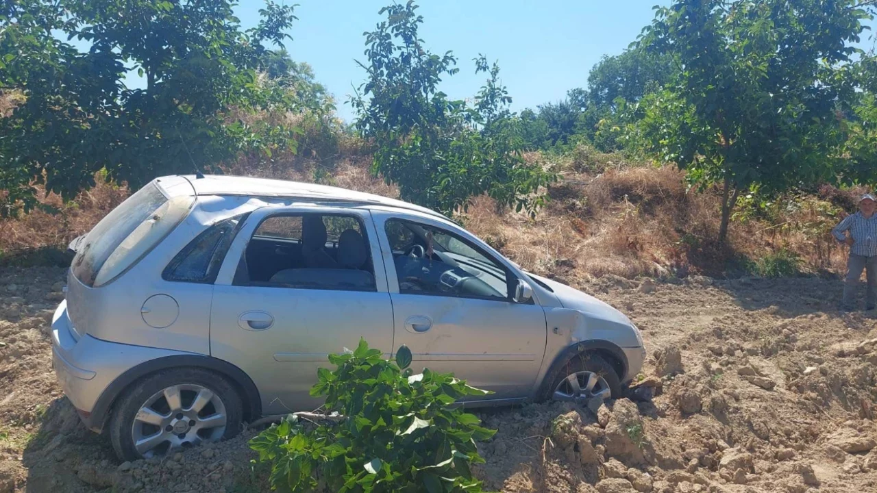 Bursa'da kontrolden &ccedil;ıkan otomobil meyve bah&ccedil;esine u&ccedil;tu!