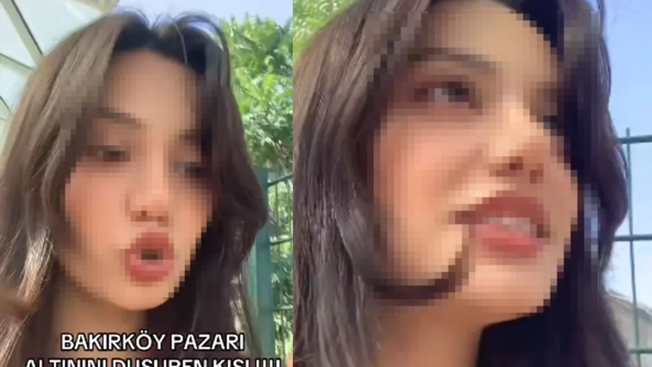Pazarda bulduğu altını cebine koyduğu iddia edildi! Bu video &ccedil;ok konuşuluyor