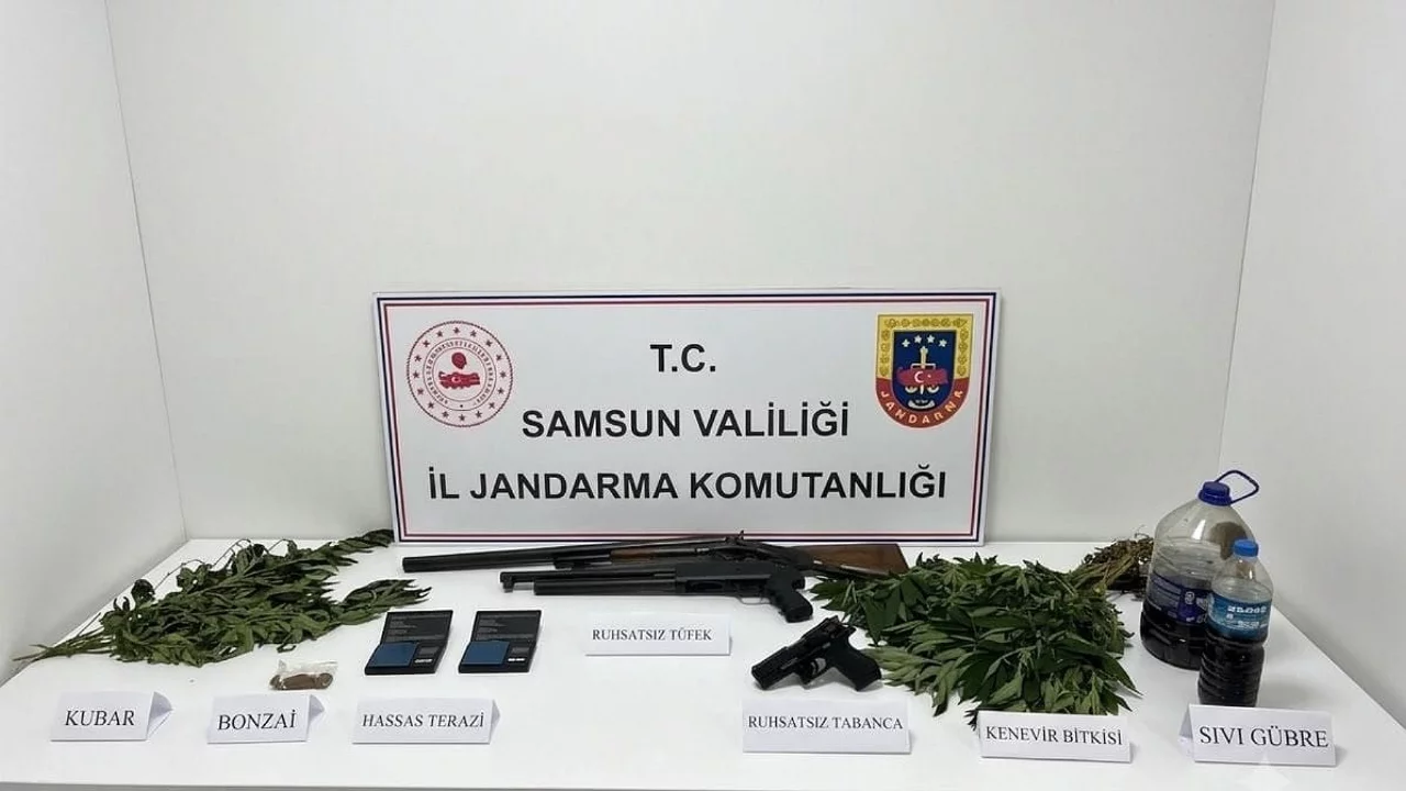 Uyuşturucu operasyonunda kenevir, silah ve esrar ele geçirildi