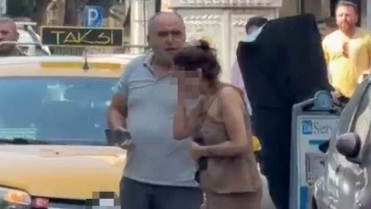Taksici ve yolcu arasında 'güzergah' kavgası! Kameralar kaydetti...