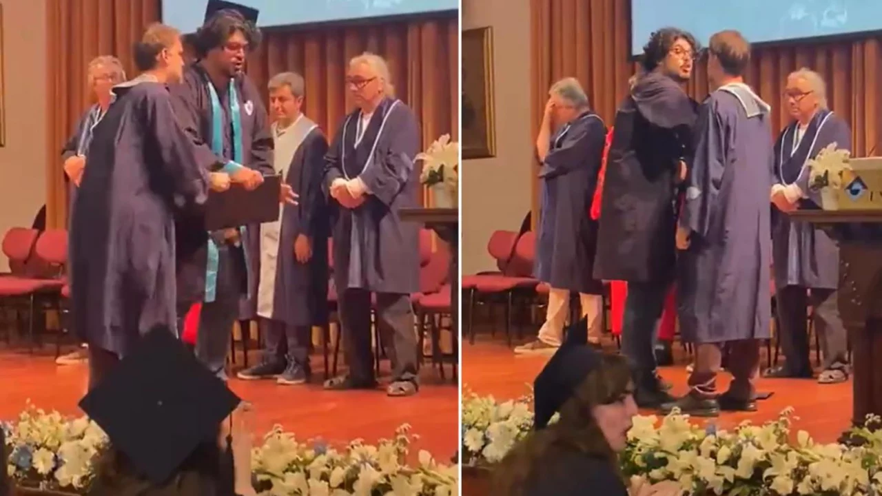 Mezuniyet töreninde olay görüntü! Akademisyenle fotoğraf çektirmeyi reddedince ortalık fena karıştı