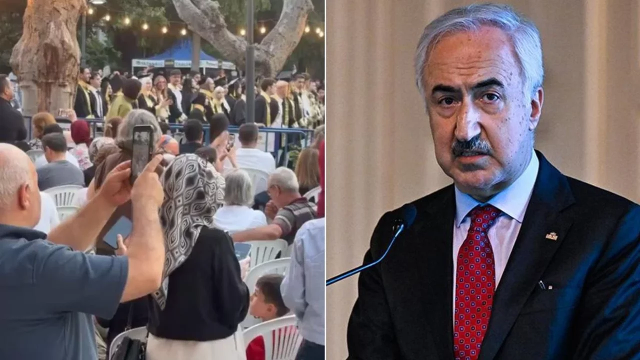 Mezuniyet t&ouml;renine damga vuran protesto! &Ouml;ğrenciler rekt&ouml;re sırtını d&ouml;nd&uuml;