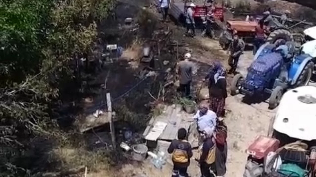 Evin avlusunda korkutan yangın