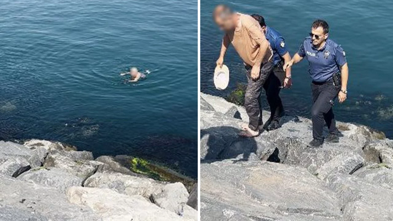 İntihara kalkıştı, ikna edildiği an denize d&uuml;şt&uuml;