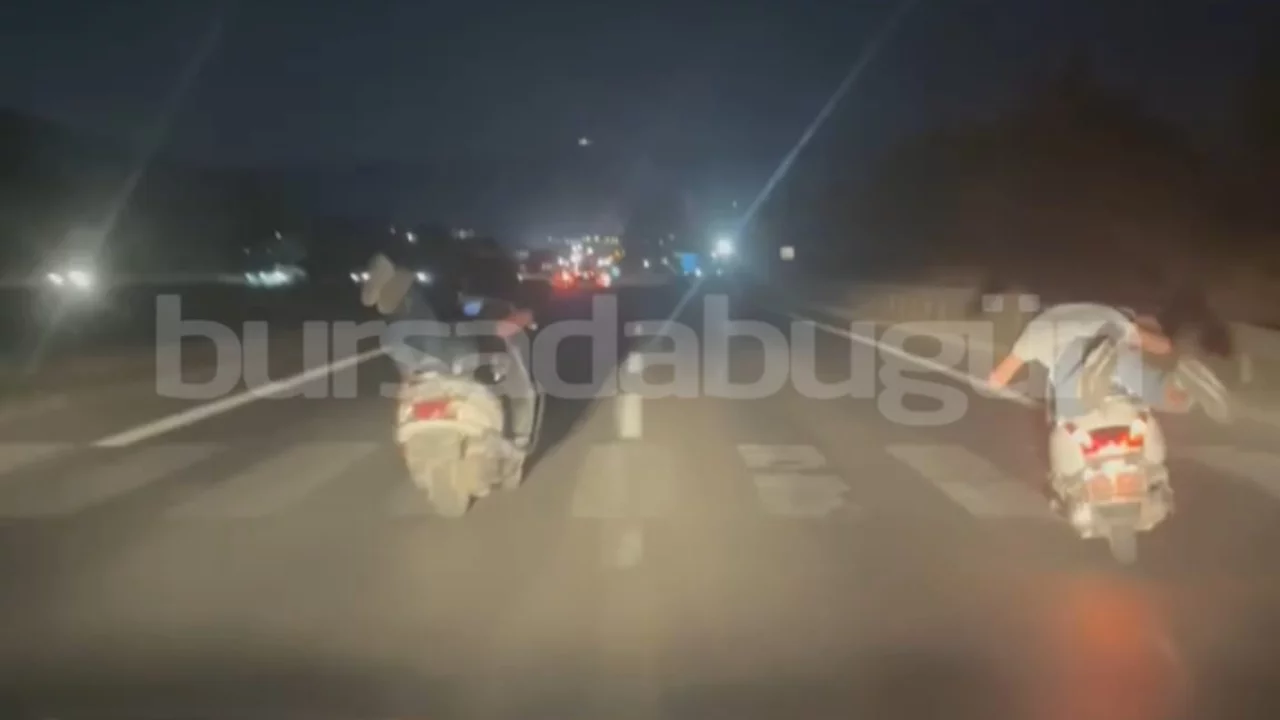 Yarış pistine çevirdiler! Bursa'da tehlikeli motosiklet yarışı kamerada