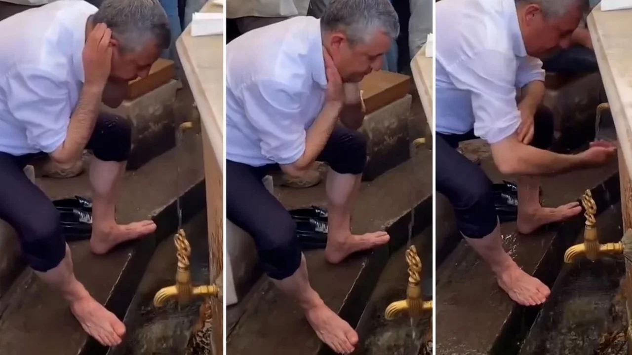 &Ouml;zg&uuml;r &Ouml;zel'in abdest g&ouml;r&uuml;nt&uuml;s&uuml; b&uuml;y&uuml;k tartışma yarattı!